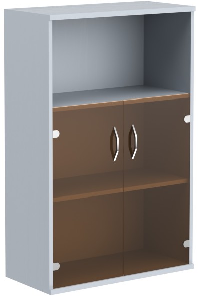 Шкаф с малыми стеклянными дверьми СТ-2.2 Металлик 770*365*1200