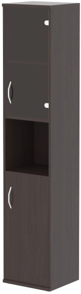 Шкаф колонка с малой глухой и стеклянной дверьми СУ-1.4(R) Венге Магия 406х365х1975